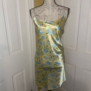 Vintage Floral Yellow Slip Dress